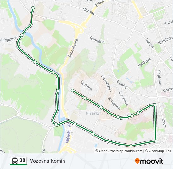 38 trolejbus Mapa linky