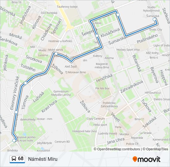 68 bus Line Map