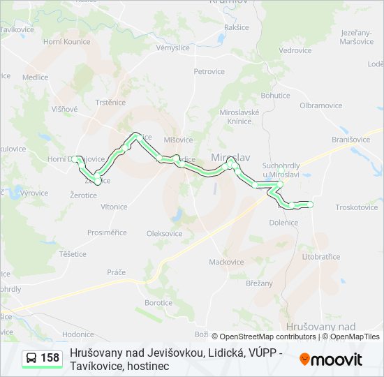 158 autobus Mapa linky