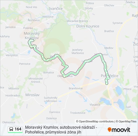 164 bus Line Map