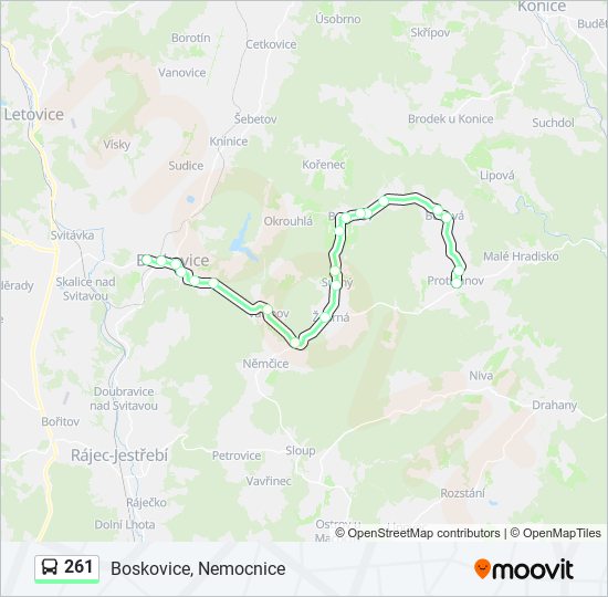 261 autobus Mapa linky