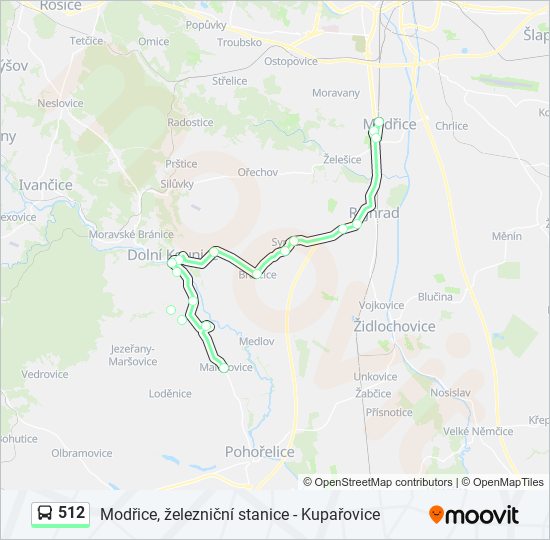 512 autobus Mapa linky