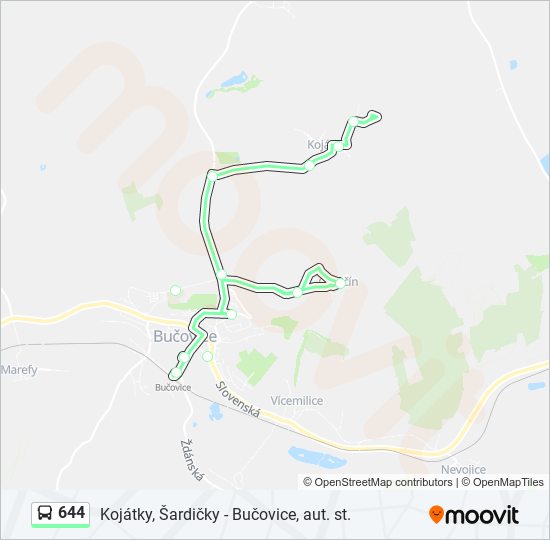 644 bus Line Map