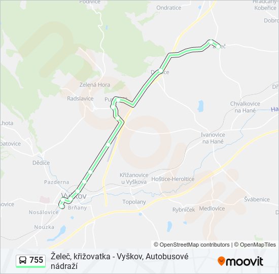 755 bus Line Map