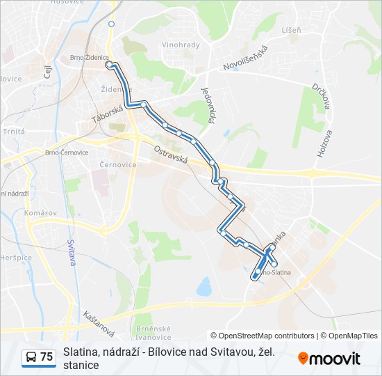 75 autobus Mapa linky