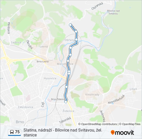 Автобус 75: карта маршрута