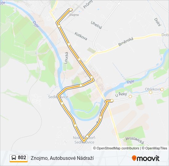 802 autobus Mapa linky