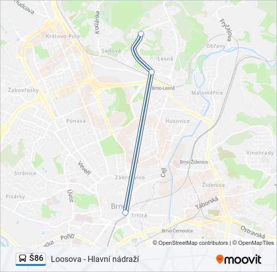 Автобус Š86: карта маршрута