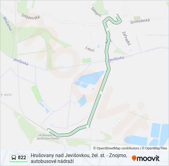 822 autobus Mapa linky