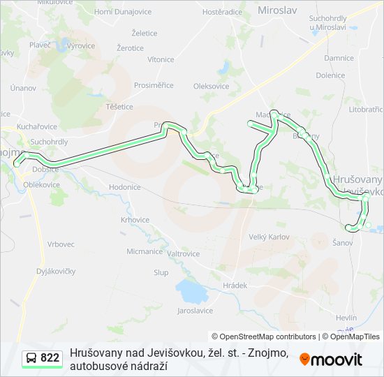822 autobus Mapa linky