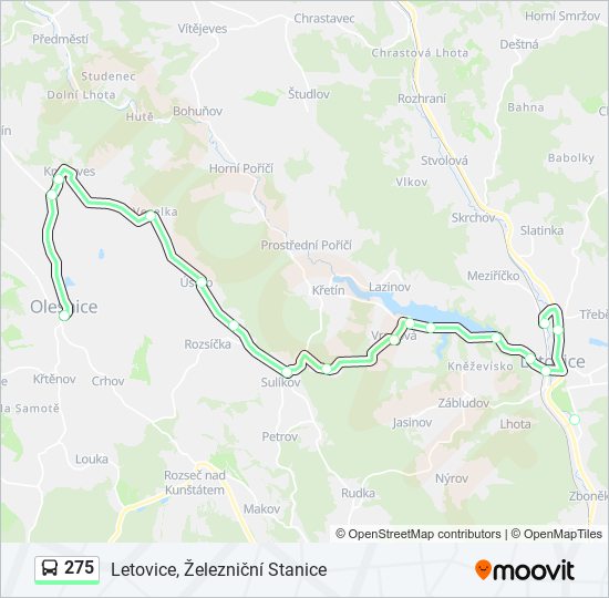 275 autobus Mapa linky
