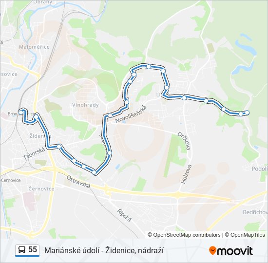 55 bus Line Map