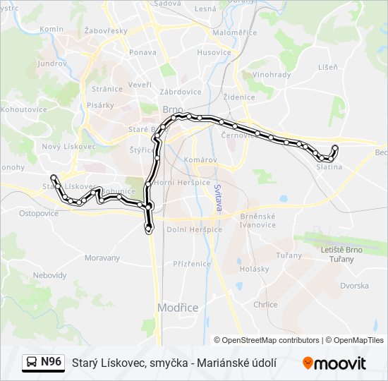N96 bus Line Map