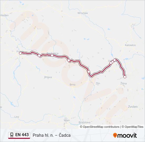 Поезд EN 443: карта маршрута