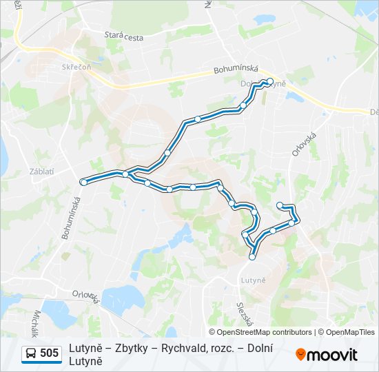 505 Route Schedules, Stops & Maps Orlová, Lutyně, Aut. Nádr. (Updated)