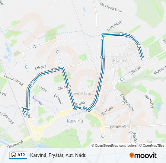 512 autobus Mapa linky