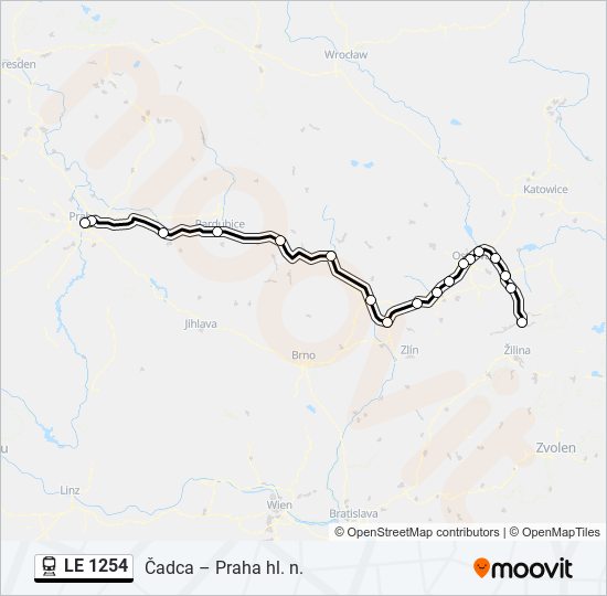 Поезд LE 1254: карта маршрута