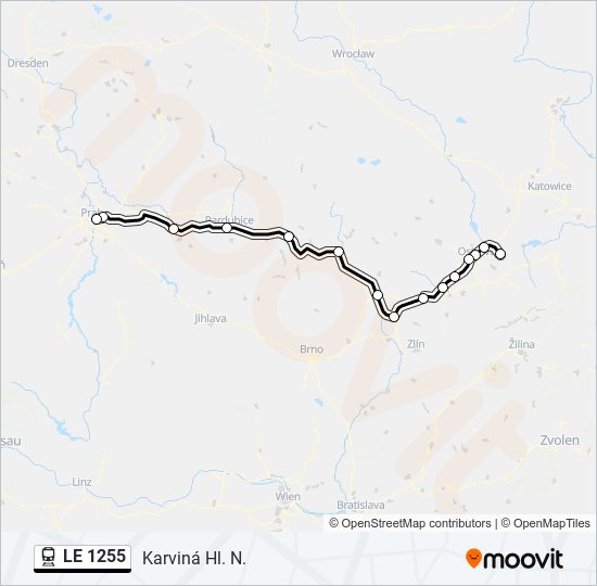 LE 1255 vlak Mapa linky