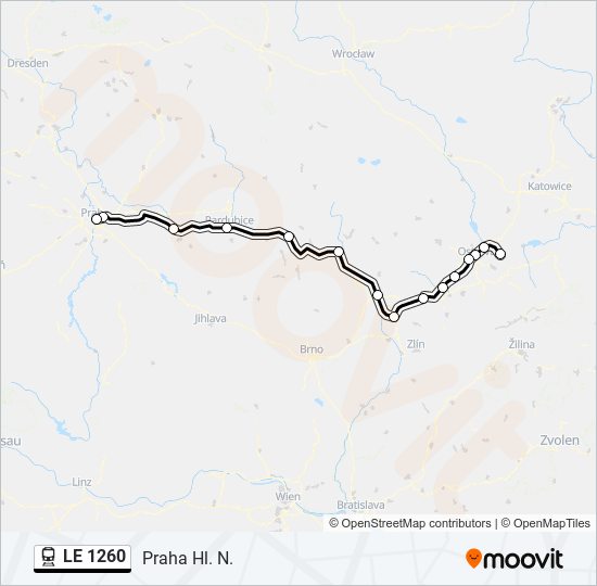 LE 1260 vlak Mapa linky