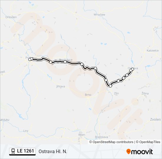 LE 1261 vlak Mapa linky