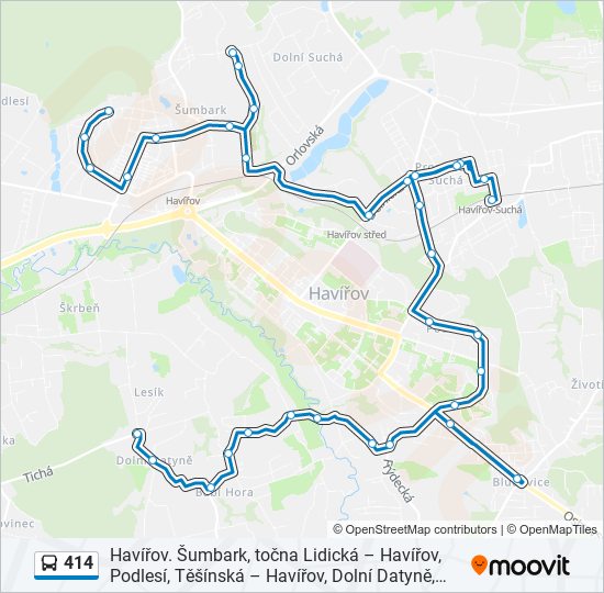 414 autobus Mapa linky