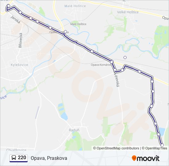 220 autobus Mapa linky