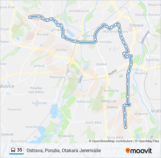 35 autobus Mapa linky