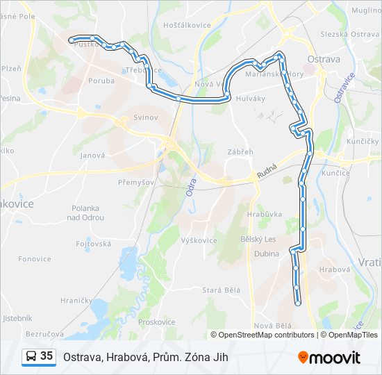 35 autobus Mapa linky