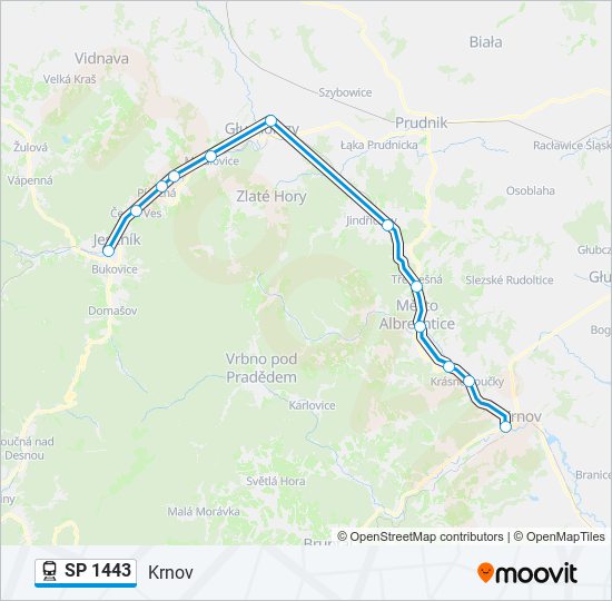 SP 1443 vlak Mapa linky