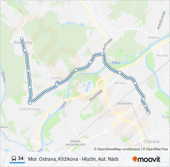 34 bus Line Map