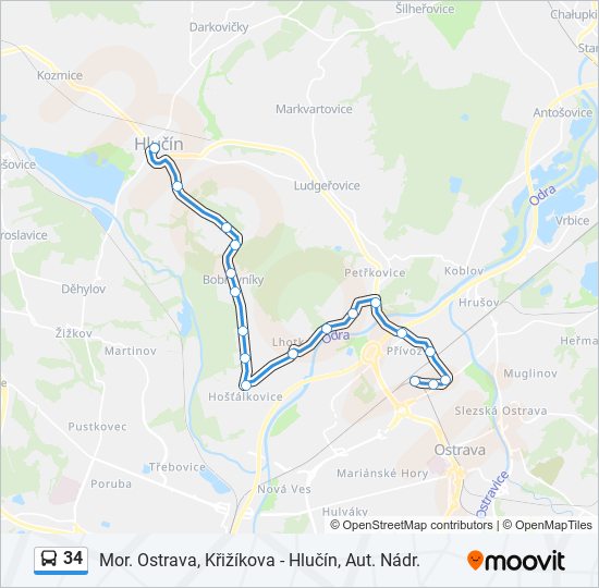 34 bus Line Map