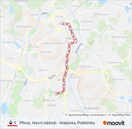 1 Route: Schedules, Stops & Maps - Ostrava, Hrabůvka, Poliklinika (Updated)