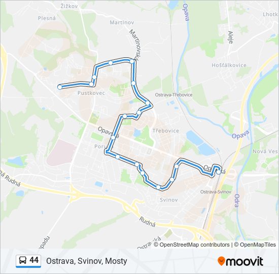 44 autobus Mapa linky