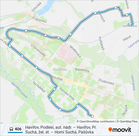 406 autobus Mapa linky