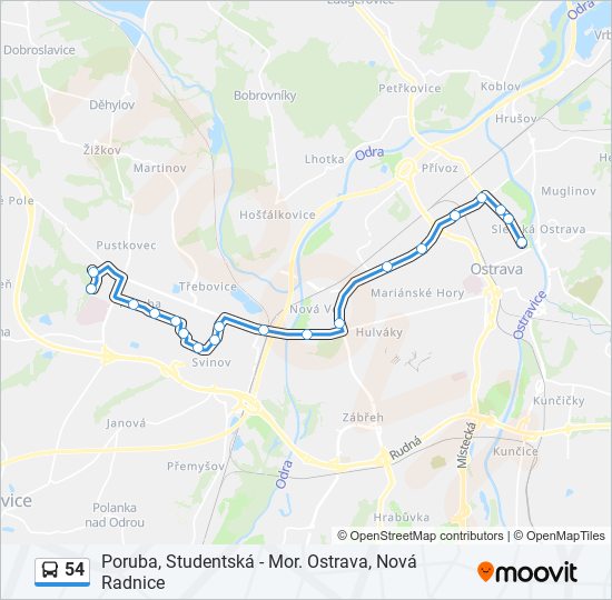 54 bus Line Map