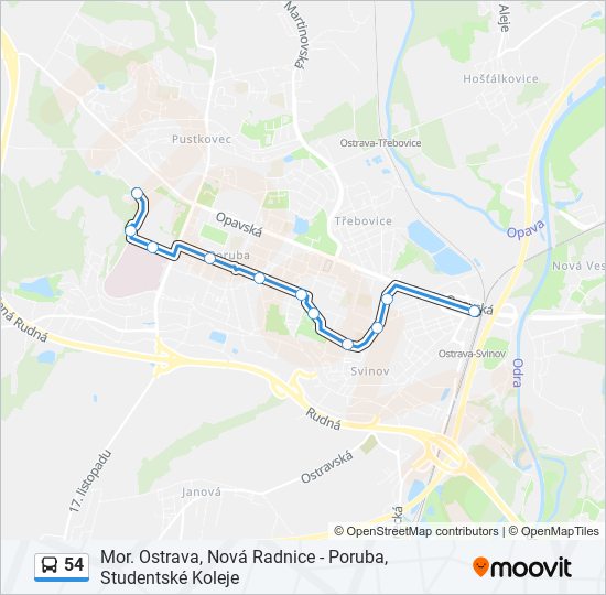 54 bus Line Map