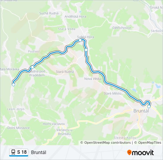 Train 18 Route Map S 18 Route: Schedules, Stops & Maps - Bruntál (Updated)