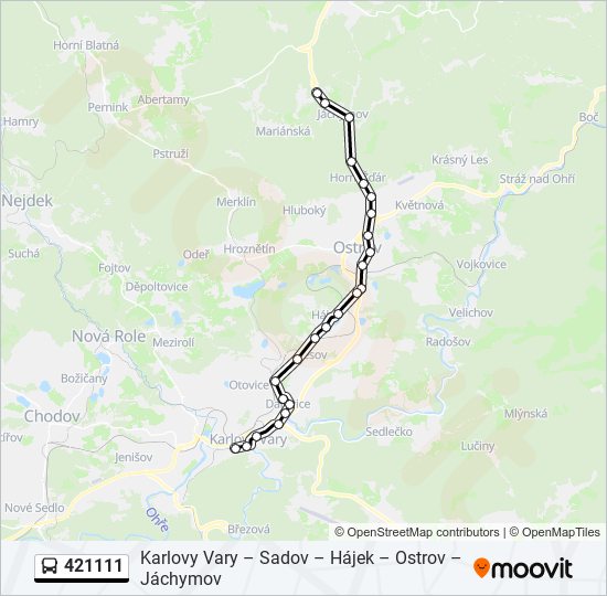 421111 autobus Mapa linky