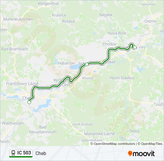 IC 503 vlak Mapa linky