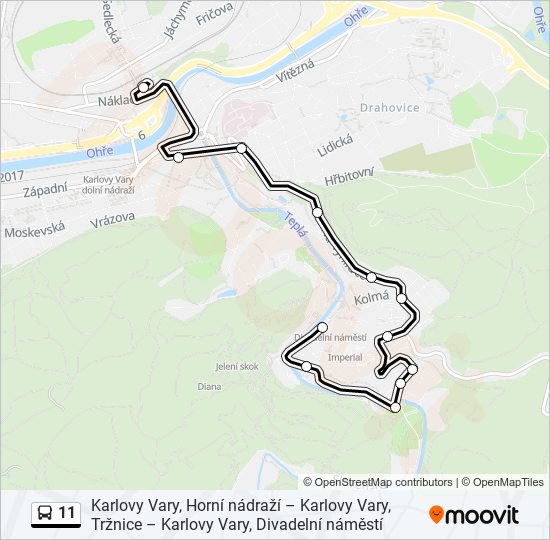 11 autobus Mapa linky