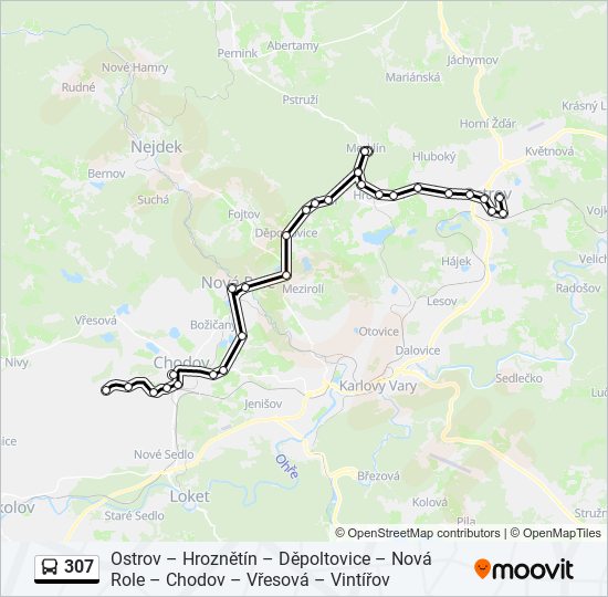 307 autobus Mapa linky