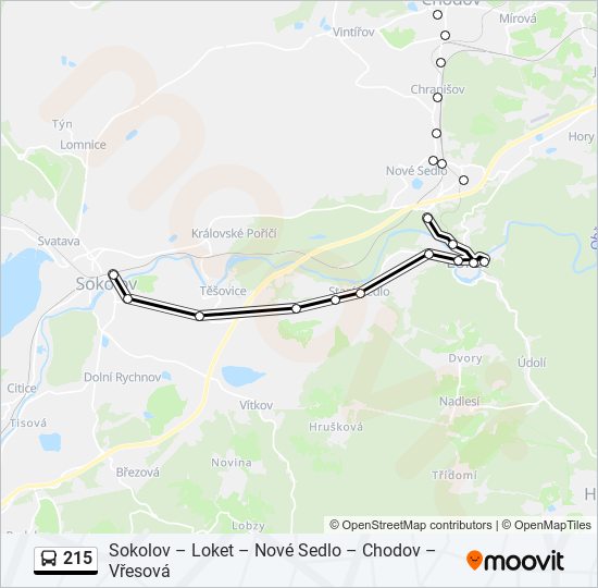 215 autobus Mapa linky