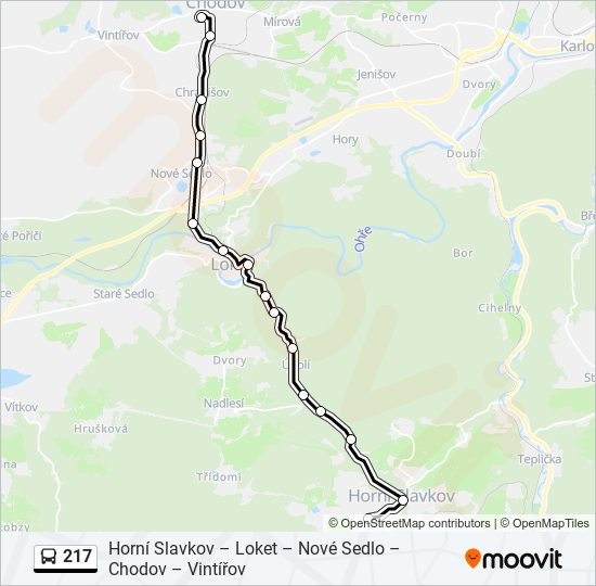 217 autobus Mapa linky