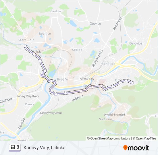 3 autobus Mapa linky