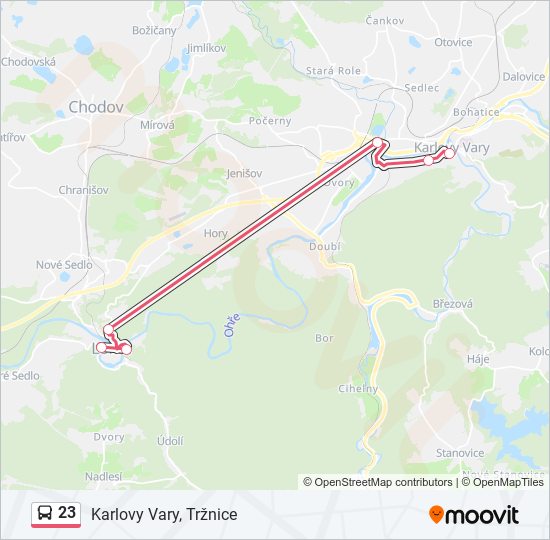 23 autobus Mapa linky