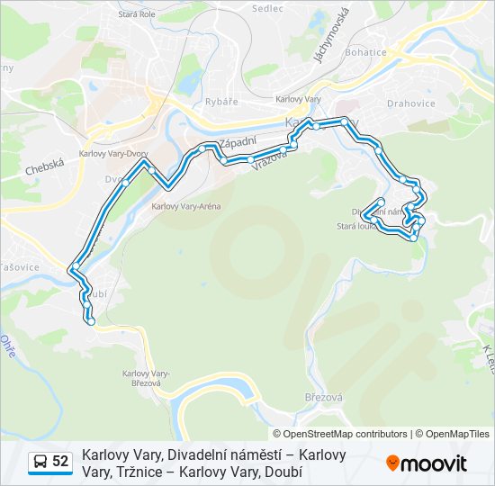 52 autobus Mapa linky