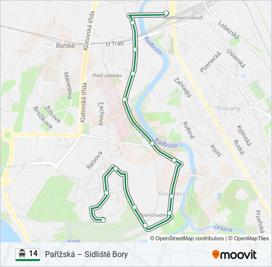 14 trolejbus Mapa linky