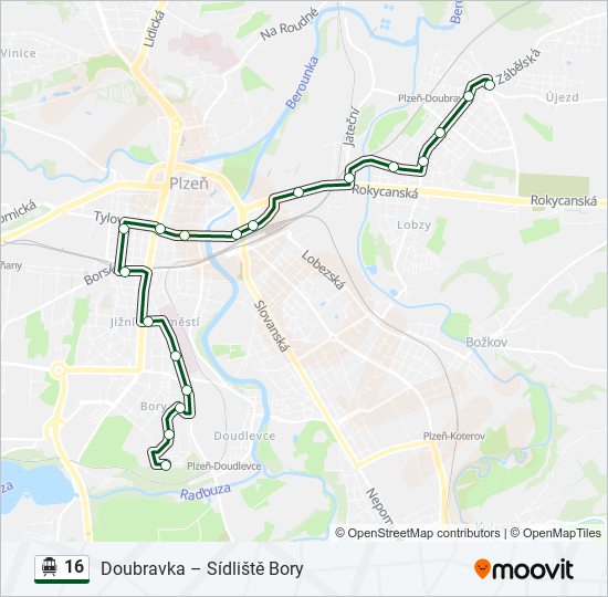 16 trolejbus Mapa linky