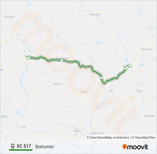 SC 517 vlak Mapa linky