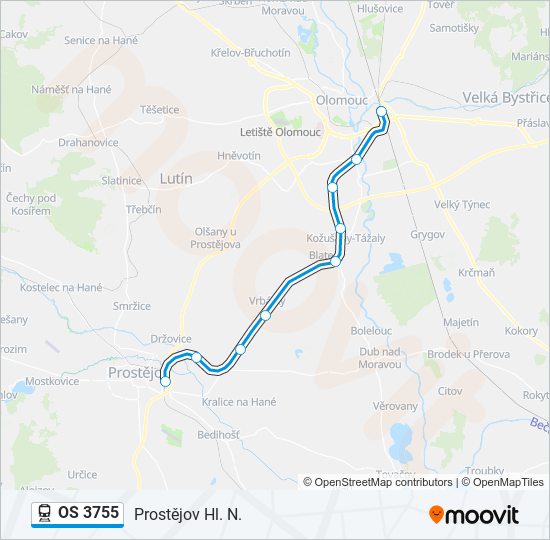 OS 3755 vlak Mapa linky